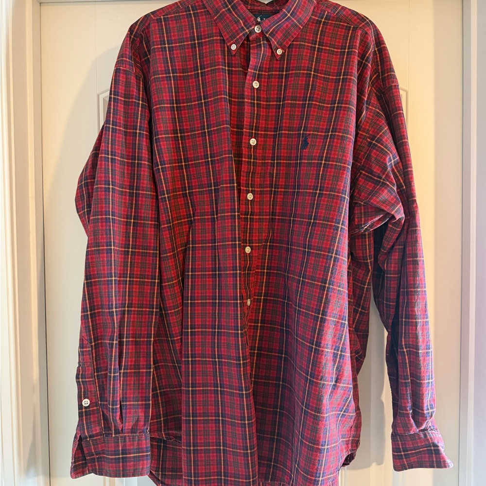 Ralph Lauren Red and Green Plaid Button Down Shirt